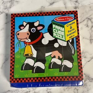 NWT Melissa & Doug Wooden Farm Cube Puzzle